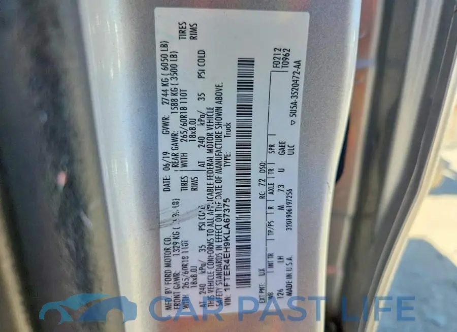1FTER4EH9KLA67375# 12