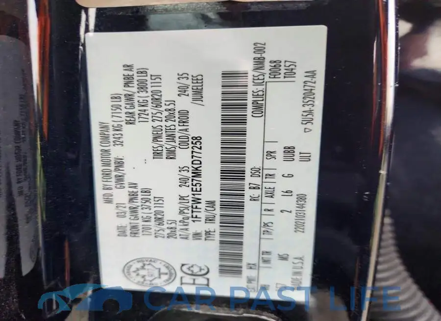 1FTFW1E57MKD77258# 12