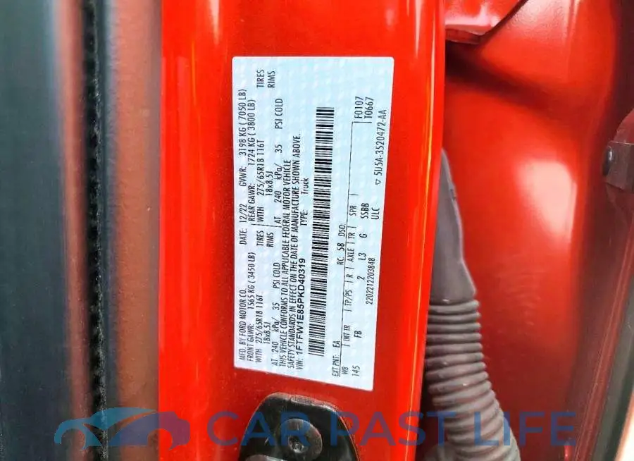1FTFW1E85PKD40319# 13