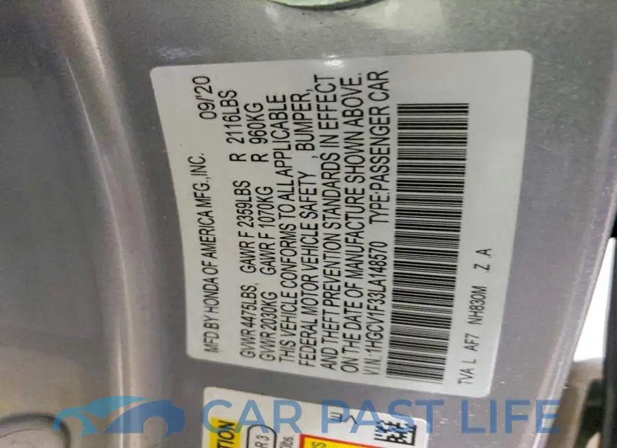1HGCV1F33LA148570# 13