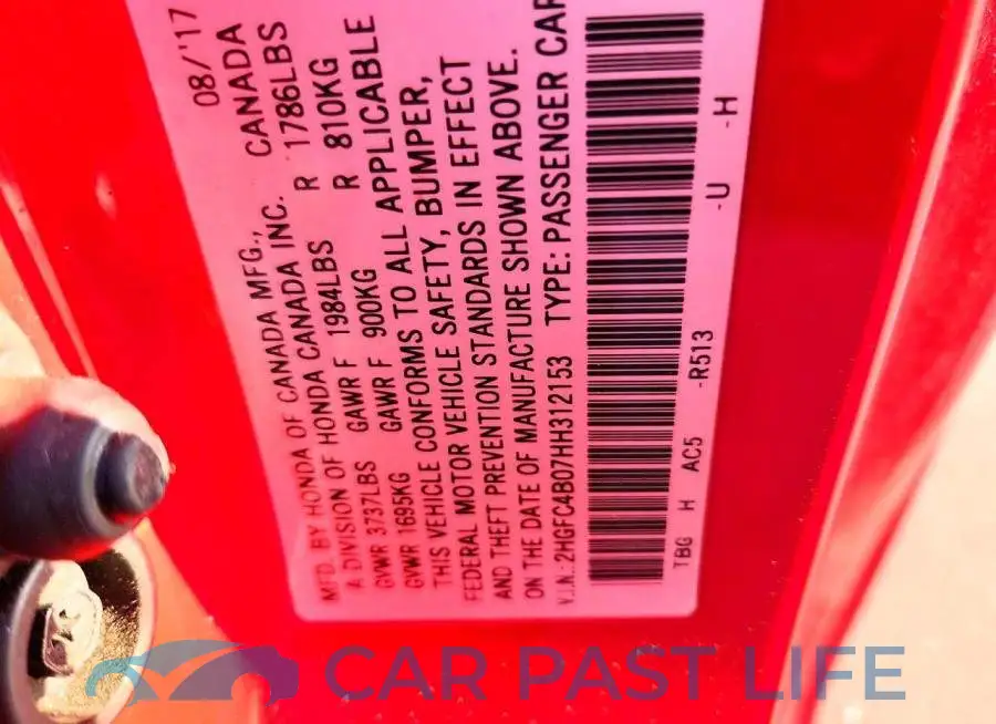 2HGFC4B07HH312153# 13