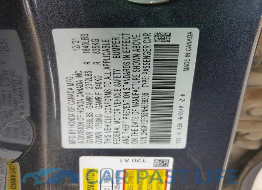 2HGFE2F55NH556335# 12
