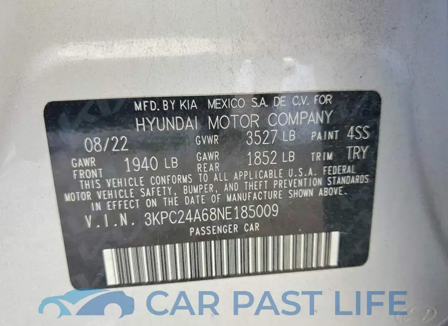 3KPC24A68NE185009# 12