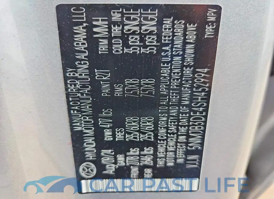 5NMJB3DE4SH452994# 13