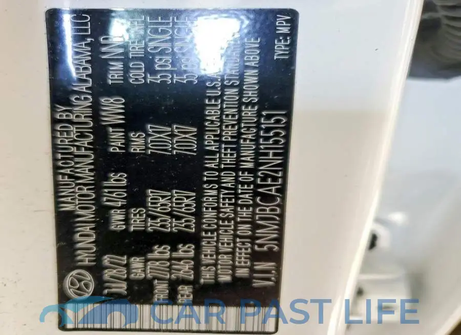5NMJBCAE2NH155151# 13
