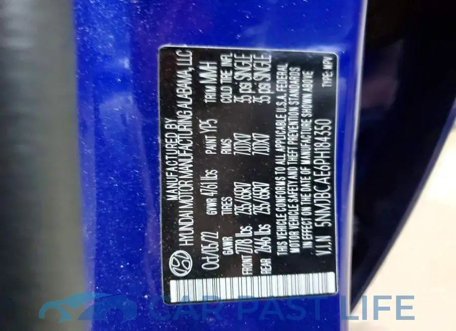 5NMJBCAE6PH184350# 13