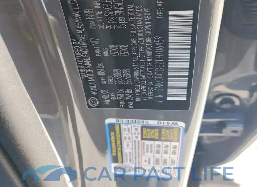 5NMJBCDE2TH706459# 12