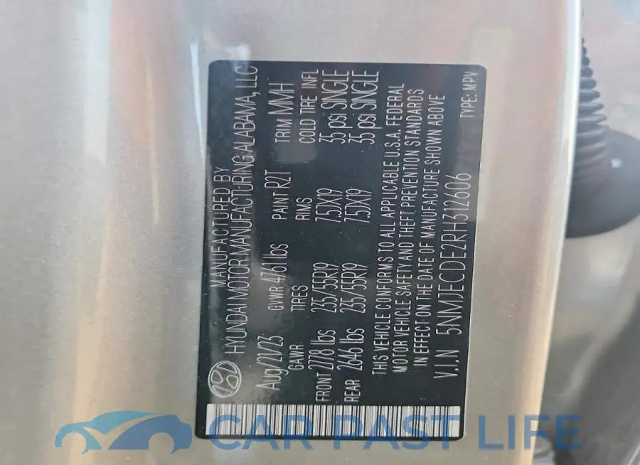 5NMJECDE2RH312606# 12
