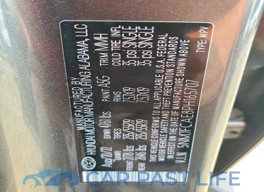 5NMJFCAE8PH165707# 13