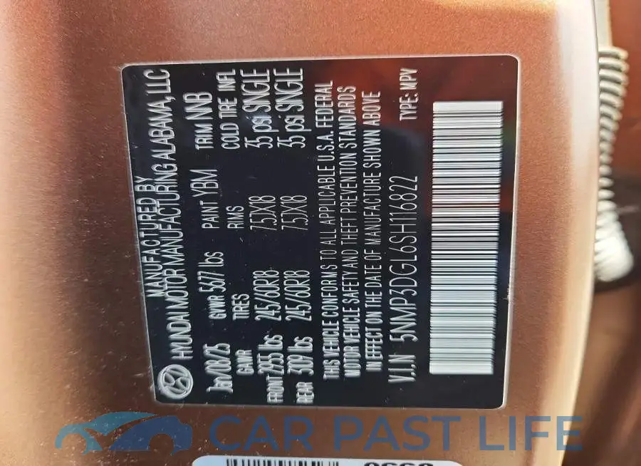 5NMP3DGL6SH116822# 13
