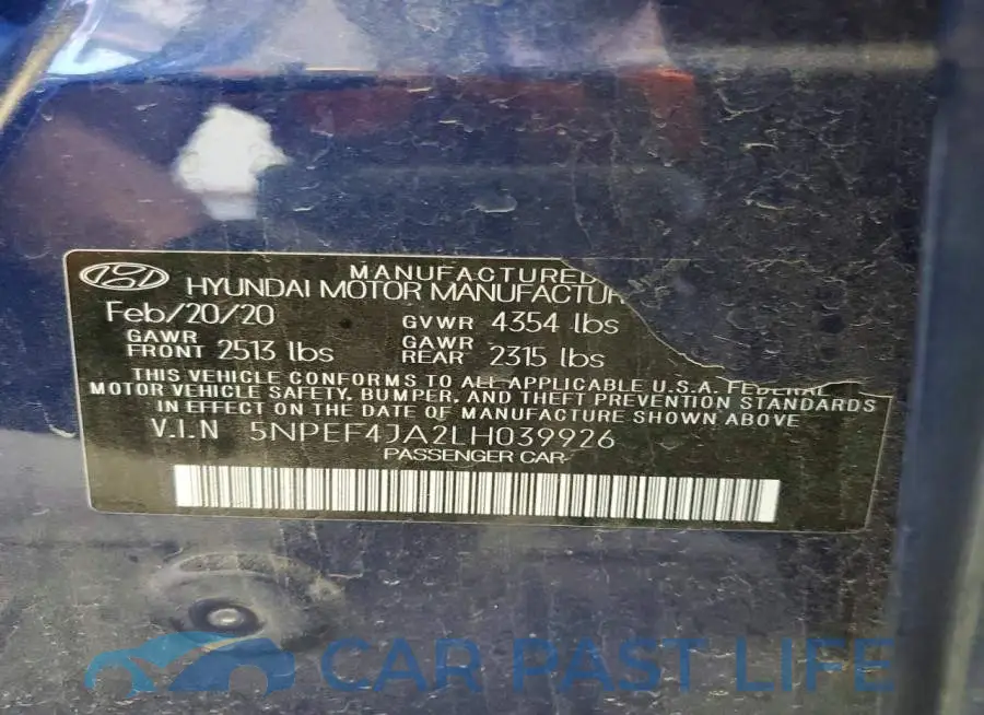 5NPEF4JA2LH039926# 12