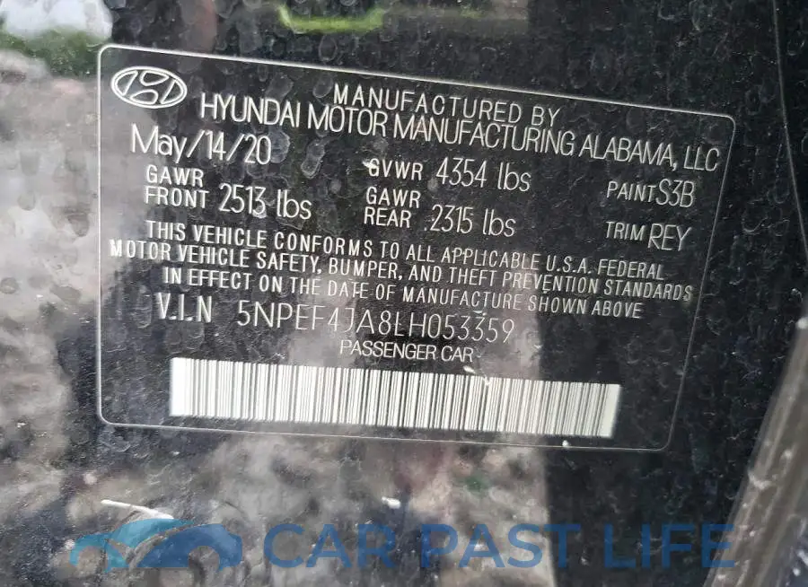 5NPEF4JA8LH053359# 12