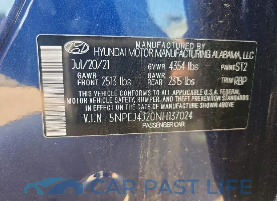 5NPEJ4J20NH137024# 12
