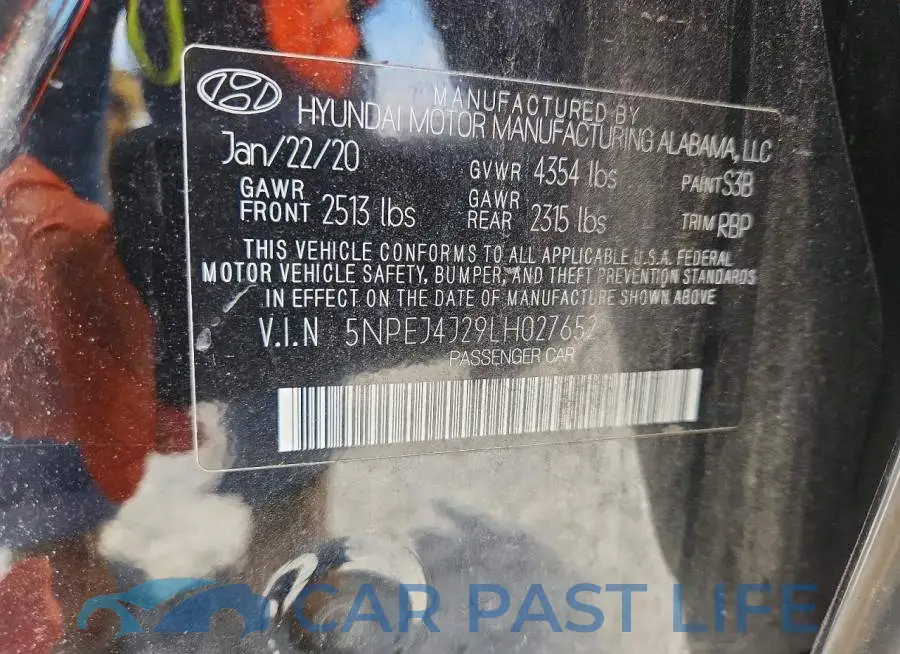 5NPEJ4J29LH027652# 12