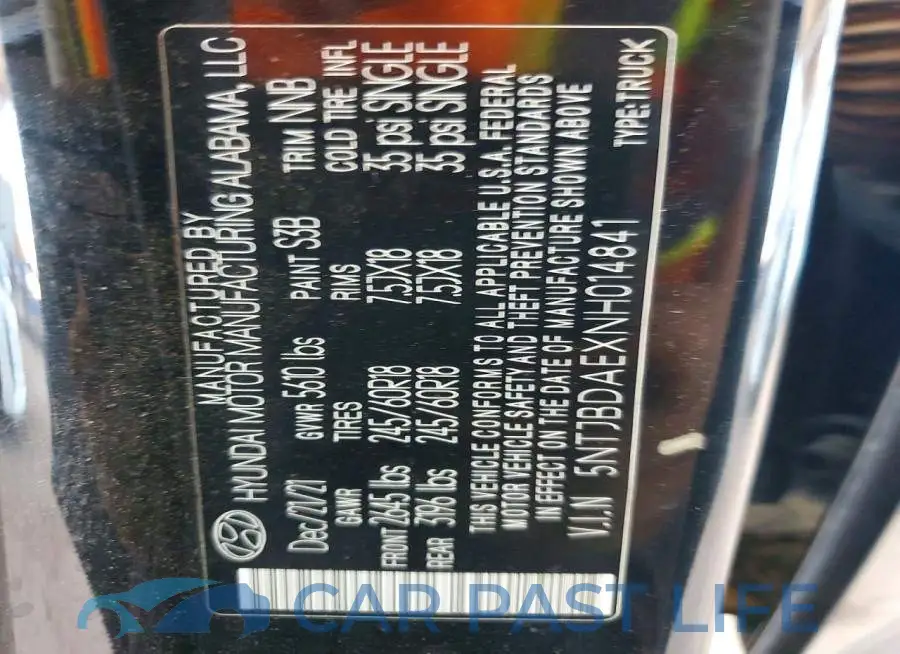 5NTJBDAEXNH014841# 13