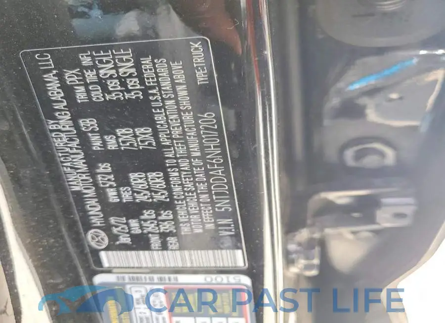 5NTJDDAF6NH017206# 12