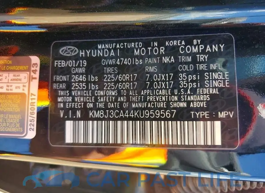 KM8J3CA44KU959567# 13