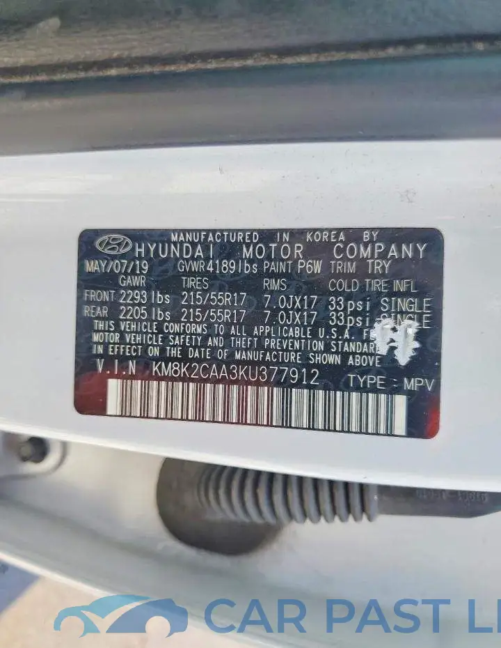 KM8K2CAA3KU377912# 14