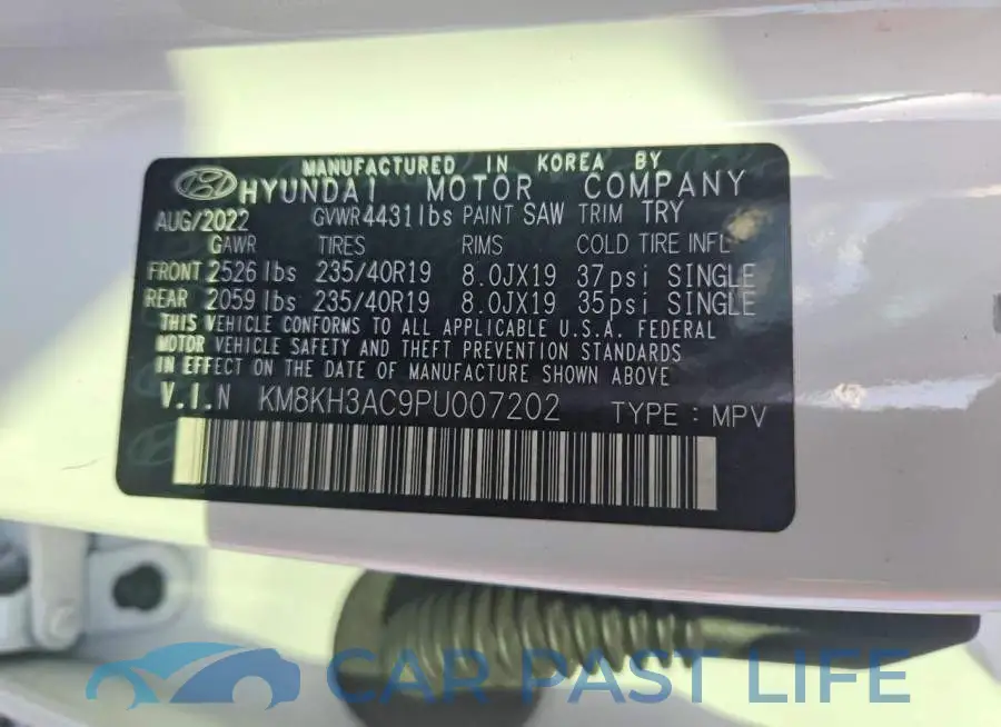 KM8KH3AC9PU007202# 14