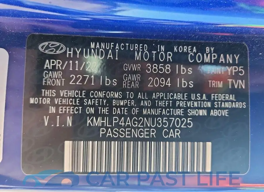 KMHLP4AG2NU357025# 12