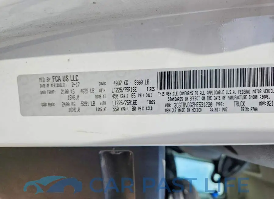 3C6TRVDG2HE531220# 14