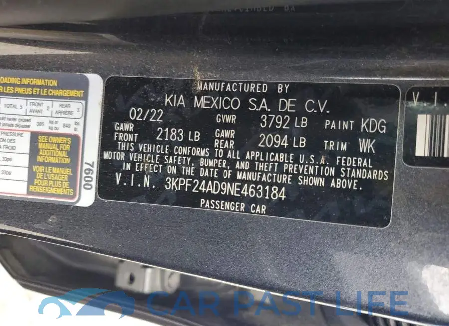 3KPF24AD9NE463184# 12