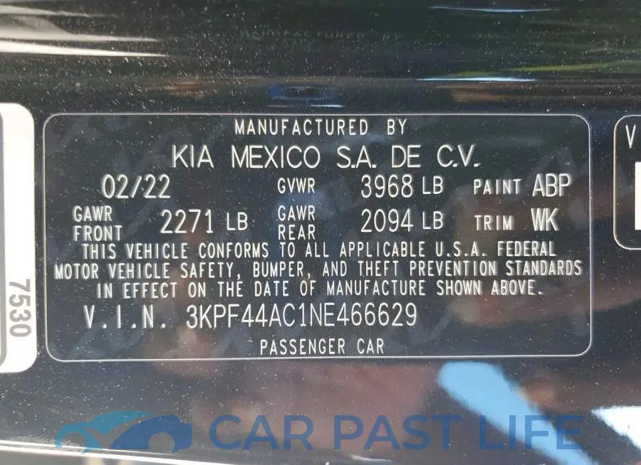3KPF44AC1NE466629# 13