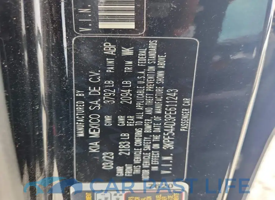 3KPF54AD3PE611243# 12