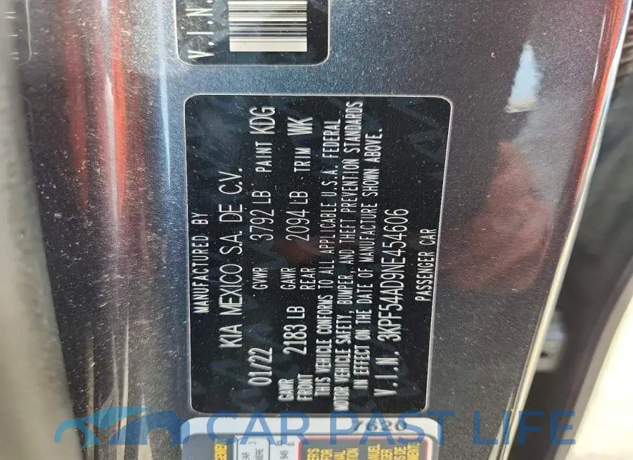 3KPF54AD9NE454606# 13
