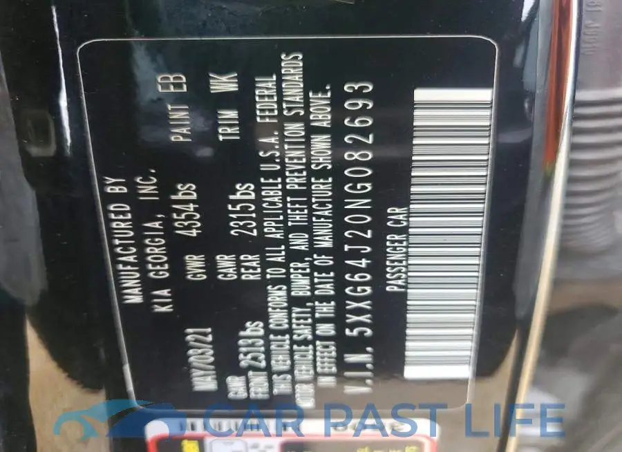 5XXG64J20NG082693# 13