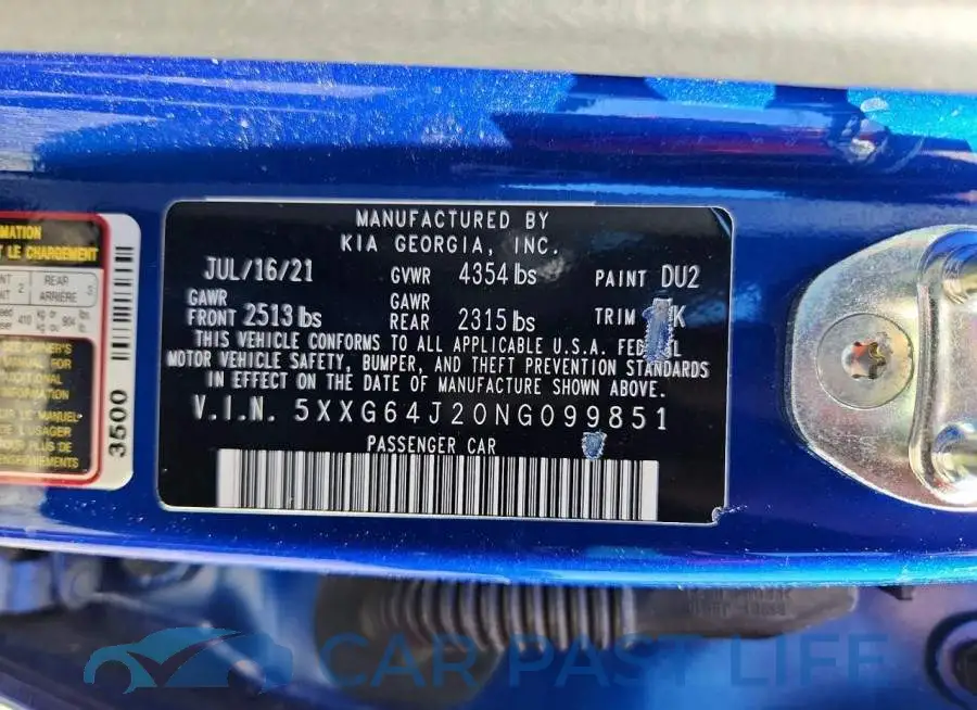 5XXG64J20NG099851# 12