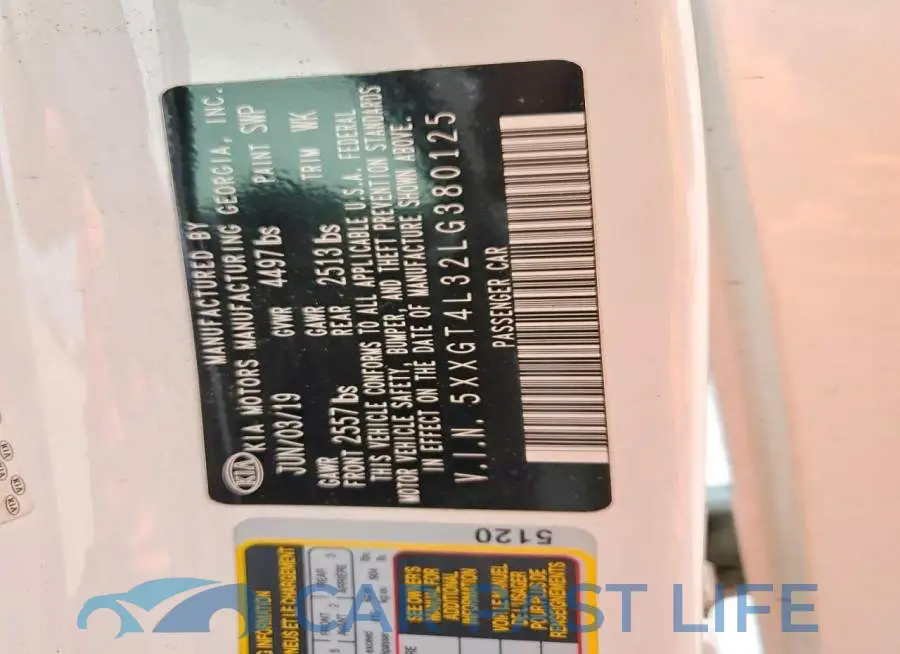5XXGT4L32LG380125# 12
