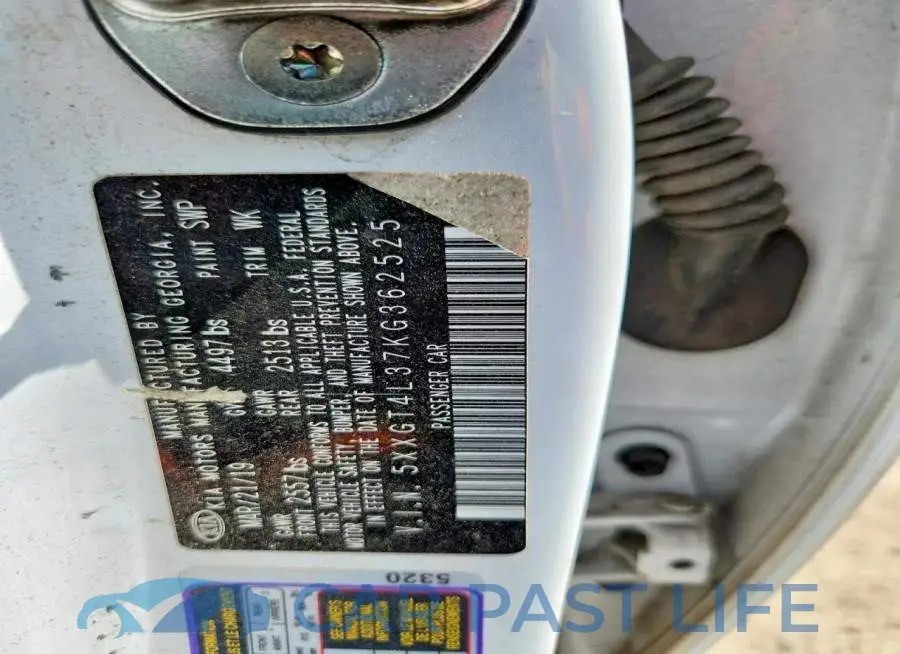 5XXGT4L37KG362525# 12