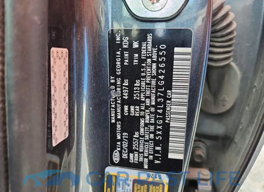 5XXGT4L37LG426550# 12