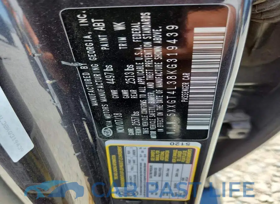 5XXGT4L38KG319439# 12
