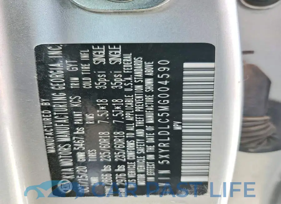 5XYRLDLC5MG004590# 12