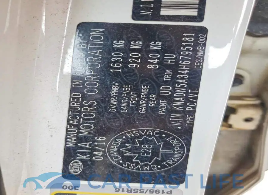 KNADN5A34H6795181# 12