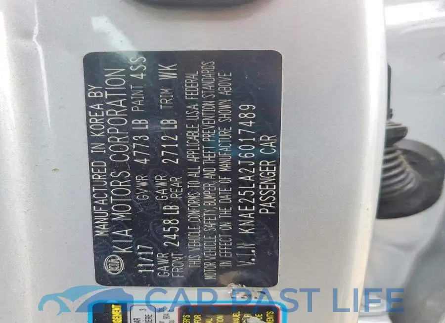 KNAE25LA2J6017489# 12