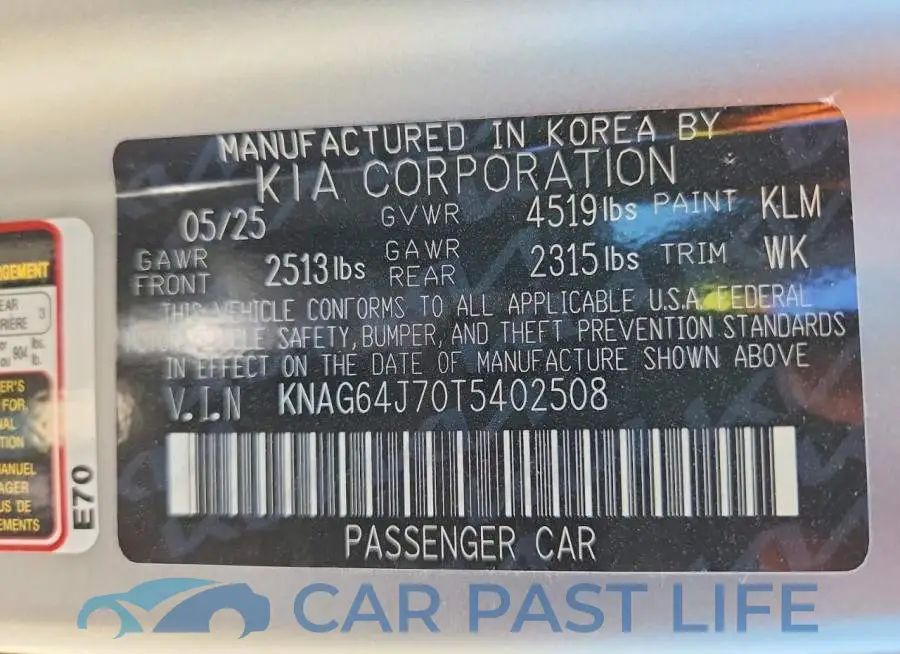 KNAG64J70T5402508# 12