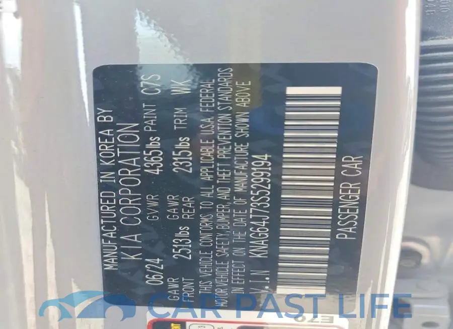 KNAG64J73S5299194# 12