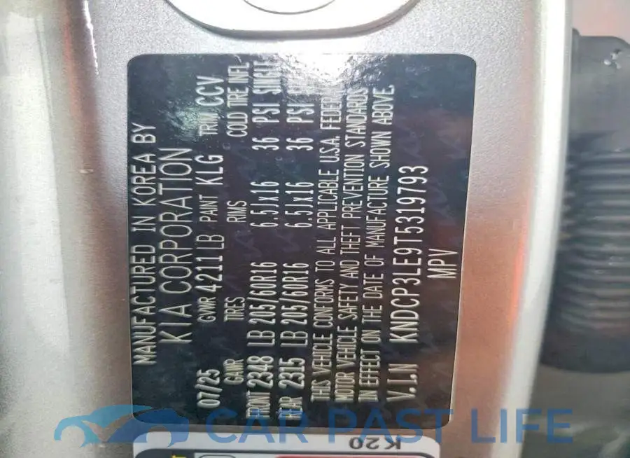 KNDCP3LE9T5319793# 13