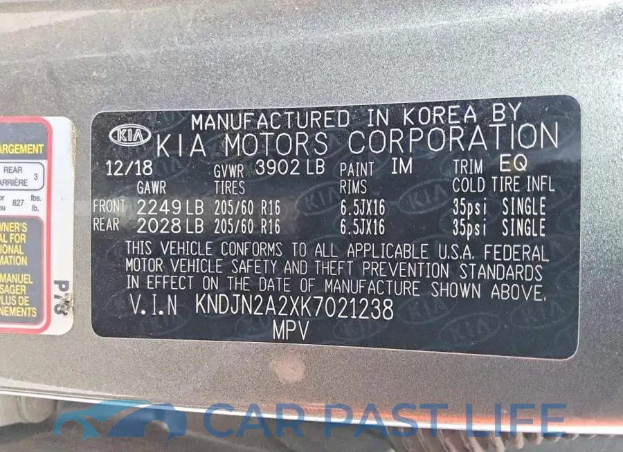 KNDJN2A2XK7021238# 12