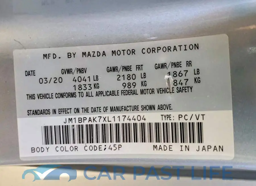 JM1BPAK7XL1174404# 12