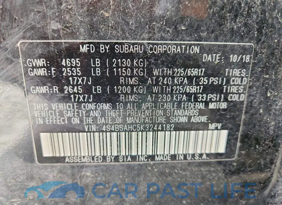 4S4BSAHC5K3244182# 12