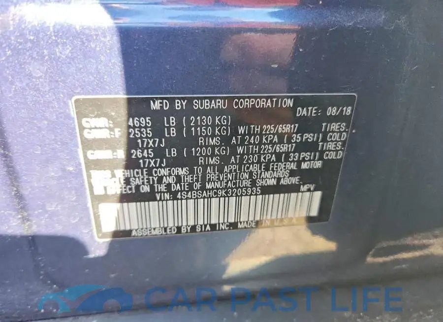 4S4BSAHC9K3205935# 13