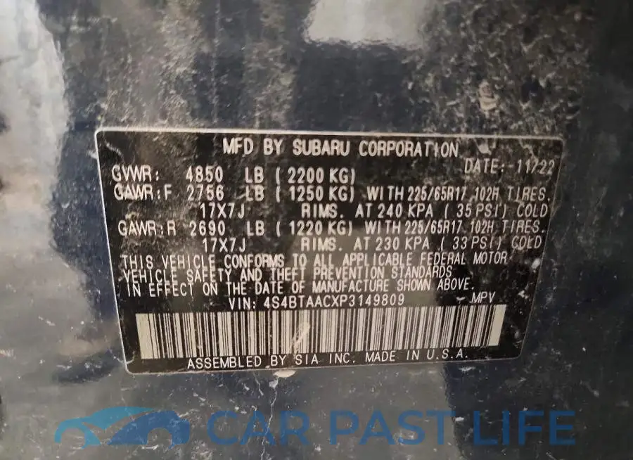 4S4BTAACXP3149809# 13