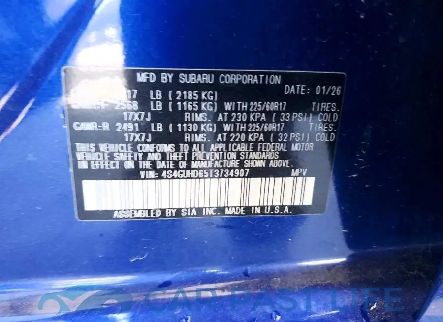 4S4GUHD65T3734907# 12