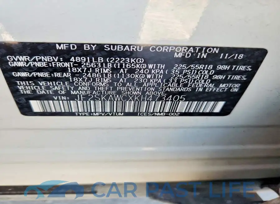 JF2SKAWCXKH473405# 12