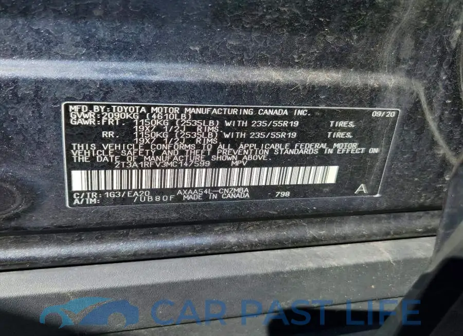 2T3A1RFV3MC147599# 12