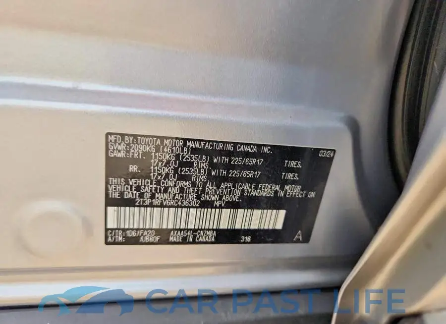 2T3P1RFV6RC436302# 12
